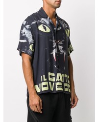 Chemise à manches courtes imprimée noire MSGM