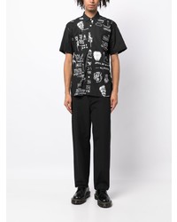 Chemise à manches courtes imprimée noire Junya Watanabe MAN