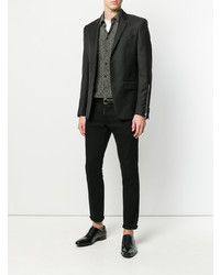 Chemise à manches courtes imprimée noire Saint Laurent