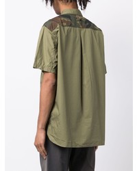 Chemise à manches courtes imprimée olive Junya Watanabe