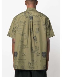 Chemise à manches courtes imprimée olive Junya Watanabe