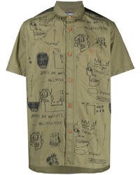 Chemise à manches courtes imprimée olive Junya Watanabe