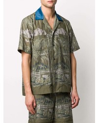 Chemise à manches courtes imprimée olive Sacai