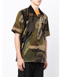 Chemise à manches courtes imprimée olive Sacai