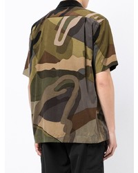 Chemise à manches courtes imprimée olive Sacai