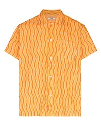 Chemise à manches courtes imprimée orange Bode