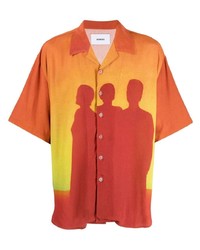 Chemise à manches courtes imprimée orange Bonsai