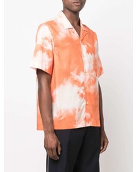 Chemise à manches courtes imprimée orange Paul Smith