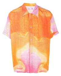 Chemise à manches courtes imprimée orange ERL