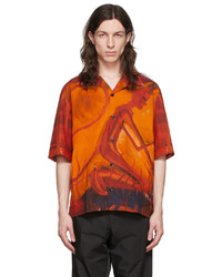 Chemise à manches courtes imprimée orange Givenchy