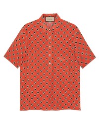 Chemise à manches courtes imprimée orange Gucci