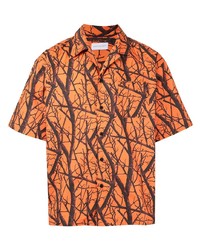 Chemise à manches courtes imprimée orange John Elliott