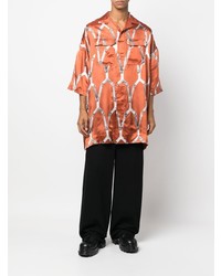 Chemise à manches courtes imprimée orange Rick Owens