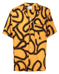 Chemise à manches courtes imprimée orange Marcelo Burlon County of Milan