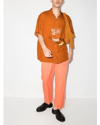 Chemise à manches courtes imprimée orange Jacquemus