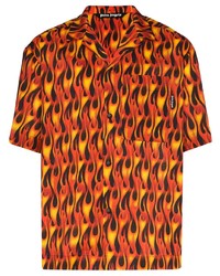Chemise à manches courtes imprimée orange Palm Angels