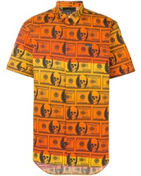 Chemise à manches courtes imprimée orange Philipp Plein