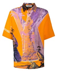 Chemise à manches courtes imprimée orange Valentino