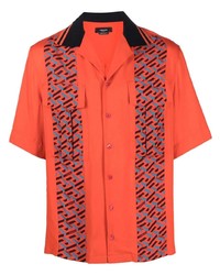 Chemise à manches courtes imprimée orange Versace