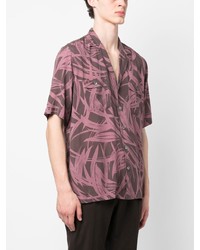 Chemise à manches courtes imprimée pourpre foncé Lardini