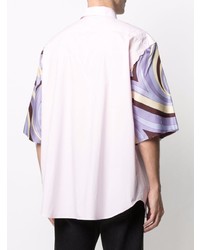 Chemise à manches courtes imprimée rose Raf Simons