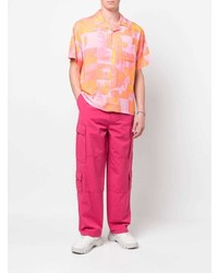 Chemise à manches courtes imprimée rose Stussy