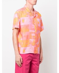 Chemise à manches courtes imprimée rose Stussy