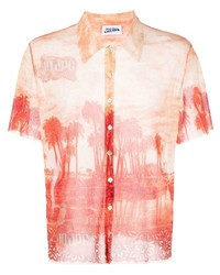 Chemise à manches courtes imprimée rose Jean Paul Gaultier