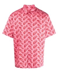 Chemise à manches courtes imprimée rose Lacoste