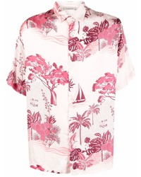 Chemise à manches courtes imprimée rose Laneus