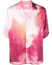 Chemise à manches courtes imprimée rose Laneus