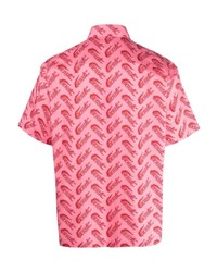 Chemise à manches courtes imprimée rose Lacoste