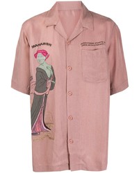 Chemise à manches courtes imprimée rose Maharishi