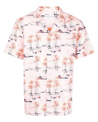 Chemise à manches courtes imprimée rose Maison Labiche