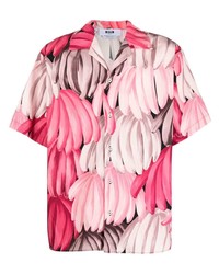 Chemise à manches courtes imprimée rose MSGM