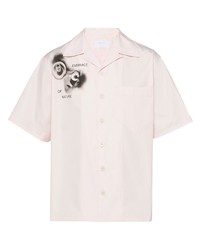 Chemise à manches courtes imprimée rose Prada