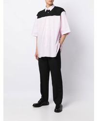 Chemise à manches courtes imprimée rose Raf Simons