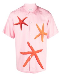 Chemise à manches courtes imprimée rose Sandro