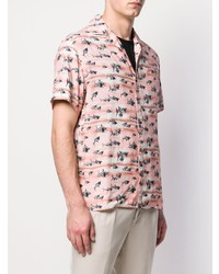 Chemise à manches courtes imprimée rose Lanvin