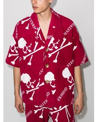 Chemise à manches courtes imprimée rouge et blanc Mastermind Japan