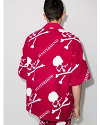Chemise à manches courtes imprimée rouge et blanc Mastermind Japan