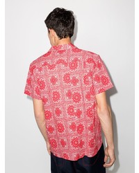Chemise à manches courtes imprimée rouge et blanc YMC