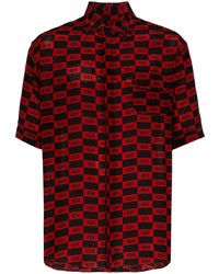 Chemise à manches courtes imprimée rouge et noir 424