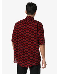 Chemise à manches courtes imprimée rouge et noir 424