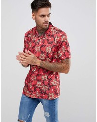 Chemise à manches courtes imprimée rouge