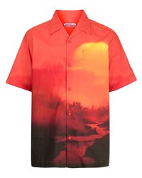 Chemise à manches courtes imprimée rouge Maharishi