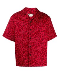 Chemise à manches courtes imprimée rouge Marni