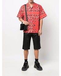 Chemise à manches courtes imprimée rouge MSGM