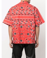 Chemise à manches courtes imprimée rouge MSGM