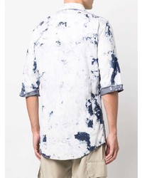 Chemise à manches courtes imprimée tie-dye blanc et bleu marine DSQUARED2